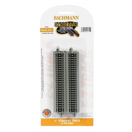 Bachmann Trains - Snap-Fit E-Z TRACK 5” STRAIGHT TRACK (6/card) - NICKEL SILVER Rail With Grey Roadbed - N Scale, 8