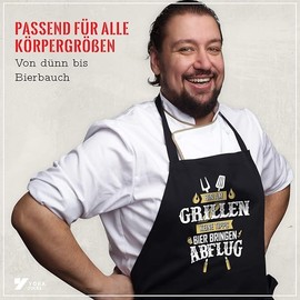 Yora BBQ Apron for Men - Bin am Grillen (German language saying) - Funny Cooking Apron for Men