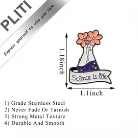 PLITI Scientist Gift Biology Chemistry Gift Lab Tech Gifts Science Of Life Flower Beaker Brooch Pin For Science Lover (flower beaker pinCA)