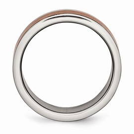 Chisel Titanium Grooved Edge 8mm Brown Ip-plated Brushed/polished Wedding Band Size 7.5