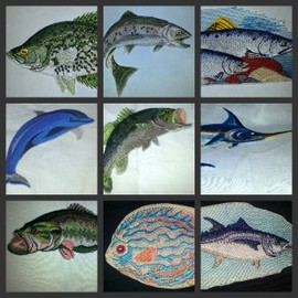 Nature's Bounty Beautiful Custom Fish Portraits [Swordfish ] Embroidered Iron On/Sew Patch [6" x 3"] Made in USA