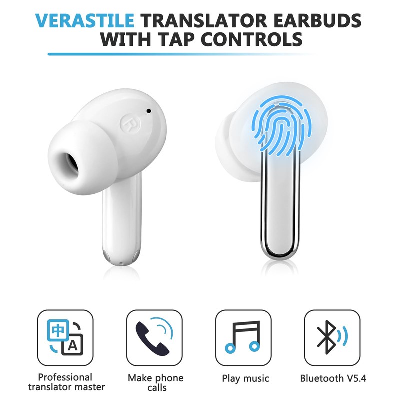 Language Translator Earbuds Support 150 Languages,Translation Music and Calling 3-in-1,Translator