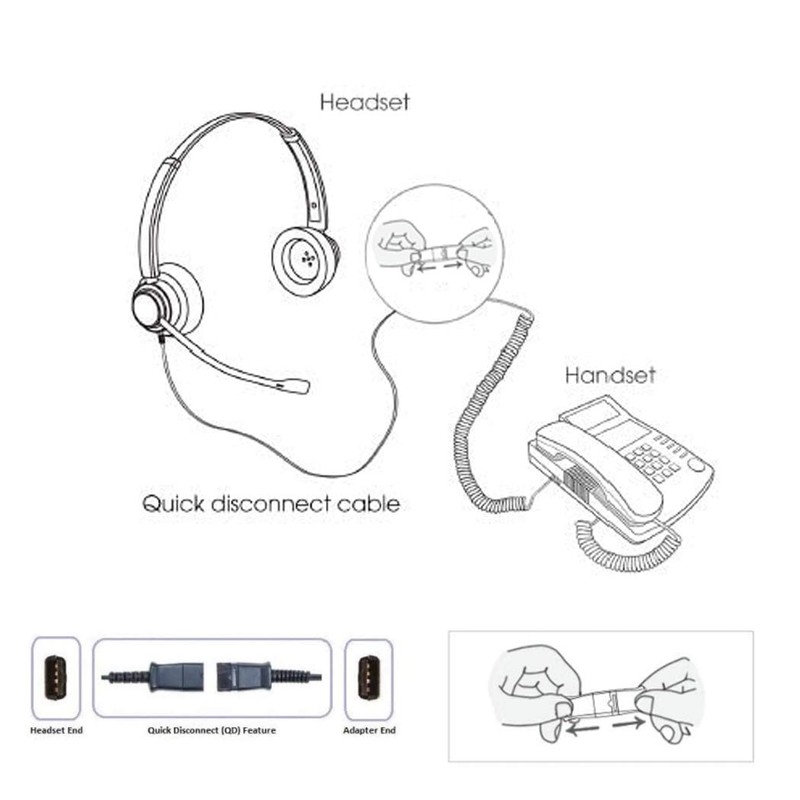 QD Adapter QD Cable Headset Replacement Cable Compatible with Most