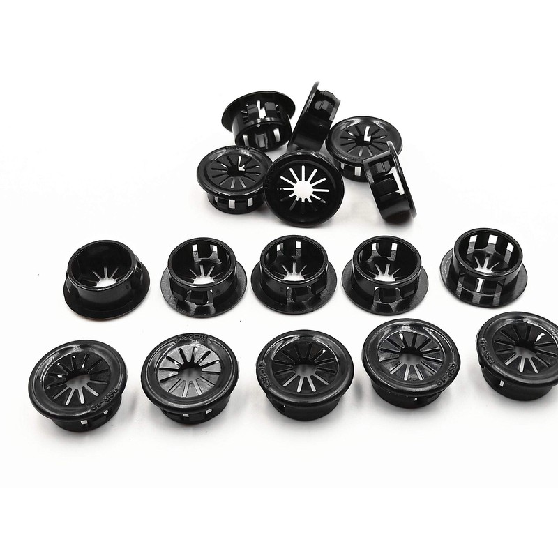 25mm Dia Snap-In Webbed Plastic Cable Bushing Grommet Black 40pcs