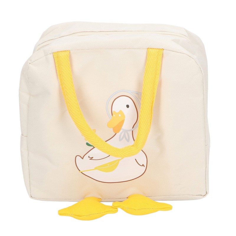 Lunch Bag Cartoon Duck Pattern Waterproof Zipper Closure Sturdy Handle
