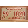 Vintage 1980 ALABAMA License Plate Antique Car Tag