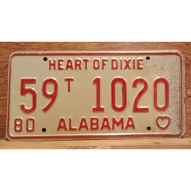 Vintage 1980 ALABAMA License Plate Antique Car Tag