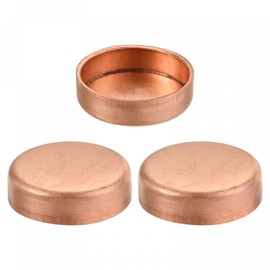 sourcing map Pack of 3 Copper End Cap Plug Connector for Water Pipe Sanitary 22 mm (7/8 Inch)