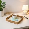 Square Rattan Tray with Mother of Pearl Inlay, Handmade Wicker