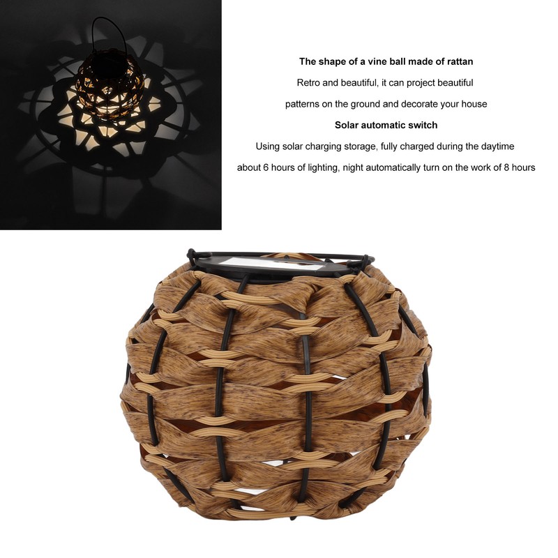 Outdoor Solar Lantern LED Waterproof Hollowed Rattan Ball Solar Hanging
