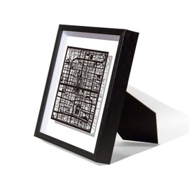 O3 DESIGN STUDIO Beijing Paper Cut Map framed, Black map, Black frame, 9x9 inches, Gift Boxed, 2 background color, self-changing, Paper Art