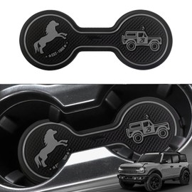 LSAUTO Car Cup Holder Coaster Compatible with Ford Bronco Offroad 2021-2025, Silicone Car Decorative Water Coaser, Bronco Car Accessories (Grey)