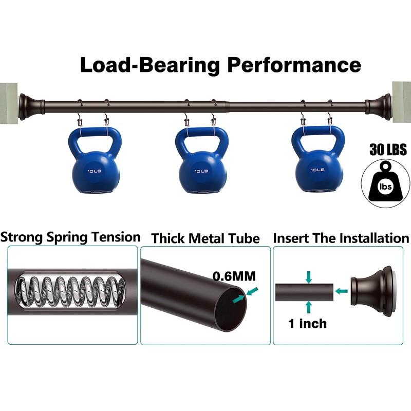 Bronze Shower Curtain Rods,43-72 Inches, Rust Resistance, Adjustable Tension Rod