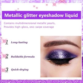 Gold Metallic Liquid Glitter Eyeshadow & Waterproof Eyeliner Pen - Long-Lasting, Matte Shimmer, Highly Pigmented, Sparkly, & Easy to Blend