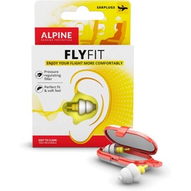 Alpine FlyFit Tapones para los oídos para avión - Regulan la presión del aire para prevenir el dolor de tímpano - Filtros suaves diseñados para viajar - Hipoalergénico cómodo - Tapones reutilizables
