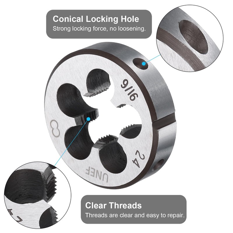 sourcing map Round Threading Die 9/16-24 UNEF Thread Right Hand