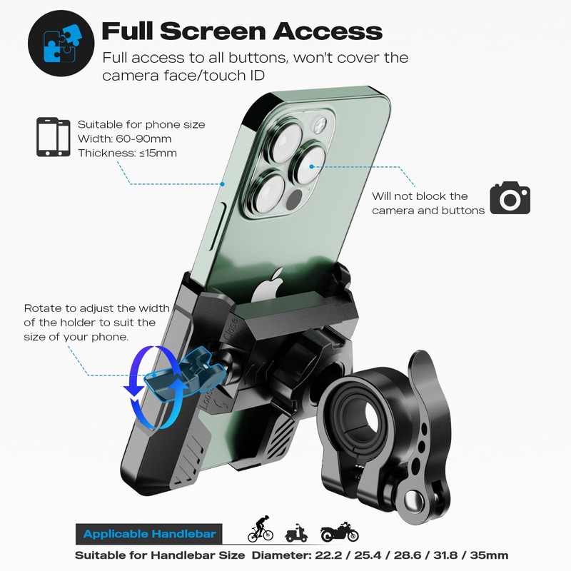 visnfa New Upgraded Bike Phone Mount Holder Two Connectors Quickly