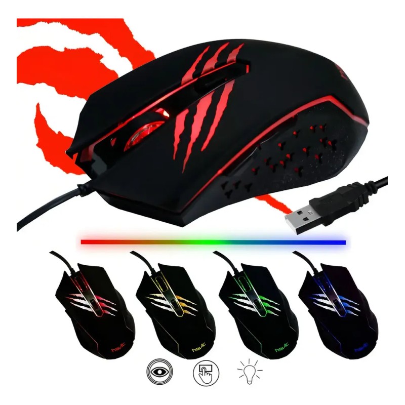 Mouse Gamer Gaming Havit Hv-ms1027 2400dpi 6 Botones Negro