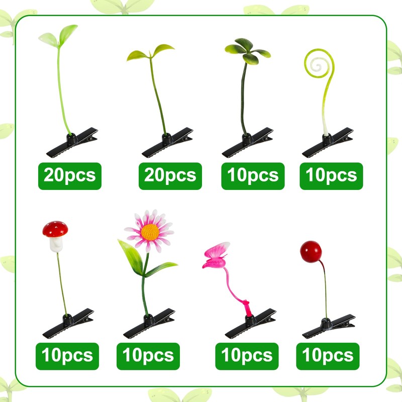 100pcs Sprout Clips, Funny Bean Sprout Hair Clips