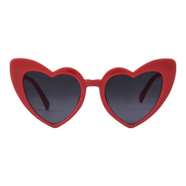 GIFIORE Heart Sunglasses Vintage Retro Oversized Cat Eye Heart Shaped Sun Glasses (Red Frame)