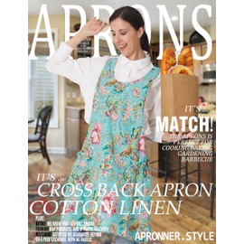 APRONNER Cozy Adjustable Cross Back Aprons for Women with Pockets Cotton Linen Cooking Kitchen Baking Noble Flowers