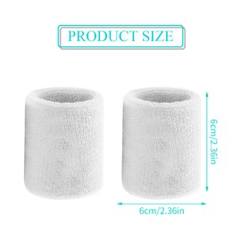 6 Pieces Sweatbands Kid Wrist Sweatband Sports Sweat Band Sweat Bands Wristbands Absorbent Sports Wristband, Elastic Cotton Wristband for Gym Basketball Football Tennis Running Sports (White)