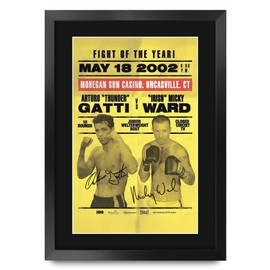 HWC Trading Arturo Gatti vs Micky Ward Bout 1 (2002) Gifts Printed Signed Autograph Poster for Boxer Memorabilia Fans - A3 Framed