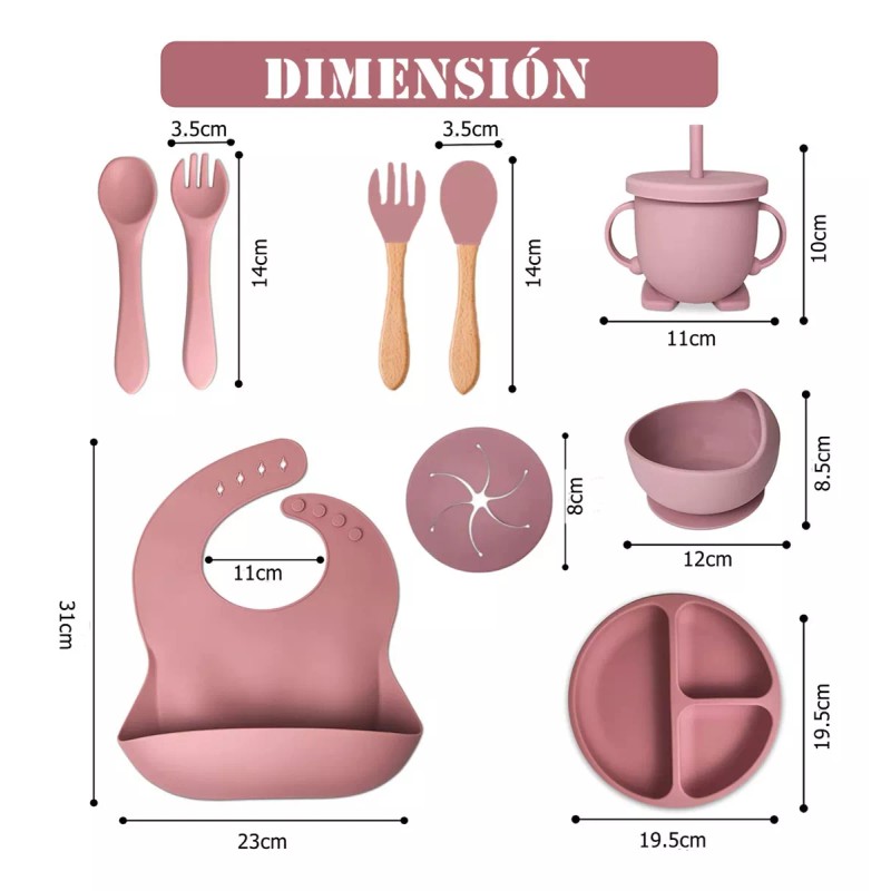 DREAMINHEART Juego De Vajilla, Babero Y Cubiertos Para Bebé