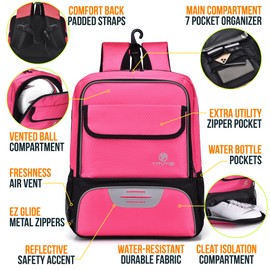 Youth Soccer Bag, Soccer Backpack with Ball Holder, Basketball Volleyball Football Handball Sports Backpack with Ball Compartment,Rose Red