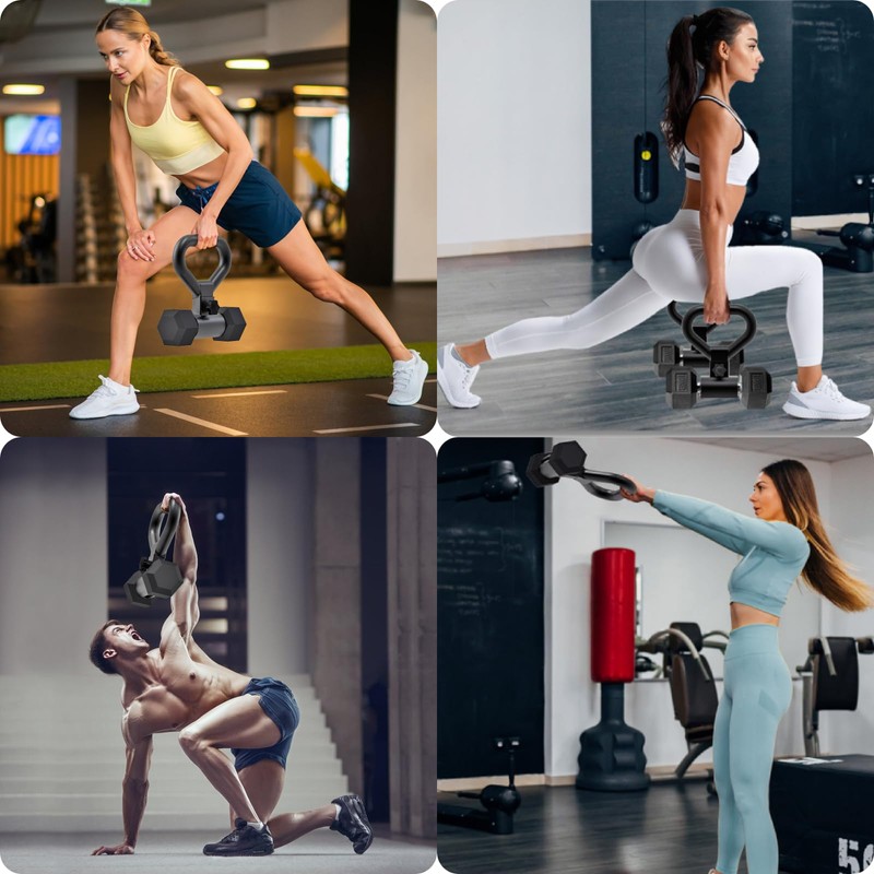 SELEWARE Versatile Steel Dumbbell to Kettlebell Converter Handle, Non-Slip Ergonomic