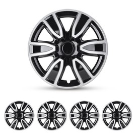 15" Hubcaps Silver & Black Lacquer 15 Inch Hubcaps Set of 4 ABS Material Wheel Rim Cover (Only Fit for Iron Hub) Snap on Hubcaps Wheel Covers Replacement Exterior Accessories for Car Truck Pickup