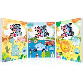 YPLUS Paint with Water Books for Toddlers, Art Craft Toys Watercolor Painting Paper, Gift for Kids Ages 1-3, 2-4, 4-6, Drawing with Brush - 3 Themes