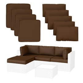 9 Pack Patio Cushion Covers Outdoor Patio Cushions Covers Replacement Waterproof with Zipper for 5 Pcs Patio Furniture Set, Covers Only, Chocolate