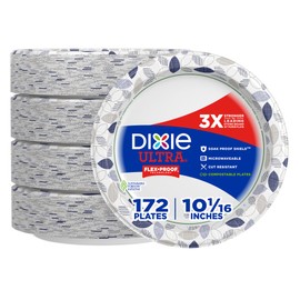 Dixie Dixie Ultra, Large Paper Plates, 10 Inch, 172 Count, 3X Stronger, Heavy Duty, Microwave-Safe, Soak-Proof, Cut Resistant, Disposable Plates For Heavy, Messy Meals