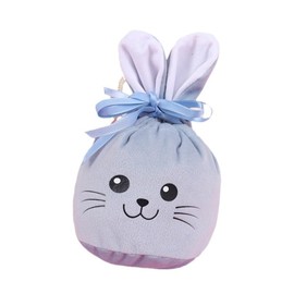 Zhzrche Easter Bunny Gift Bags with Drawstring Rabbit Ear Velvet Bag Easter Bunny Candy Treat Bag Party Favors Easter Egg Basket (Blue)