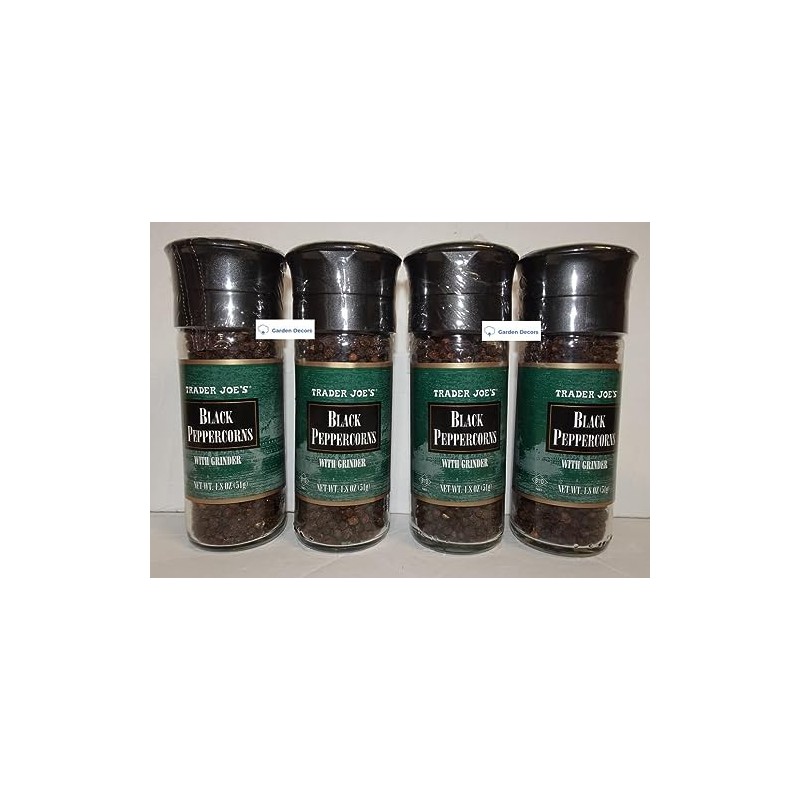 Trader Joe's Black Peppercorns with Built-in Grinder 1.8oz 51g (Four