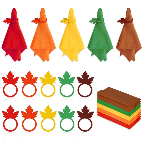 Whaline Fall Thanksgiving Napkin Rings Set of 20, 10 Pcs