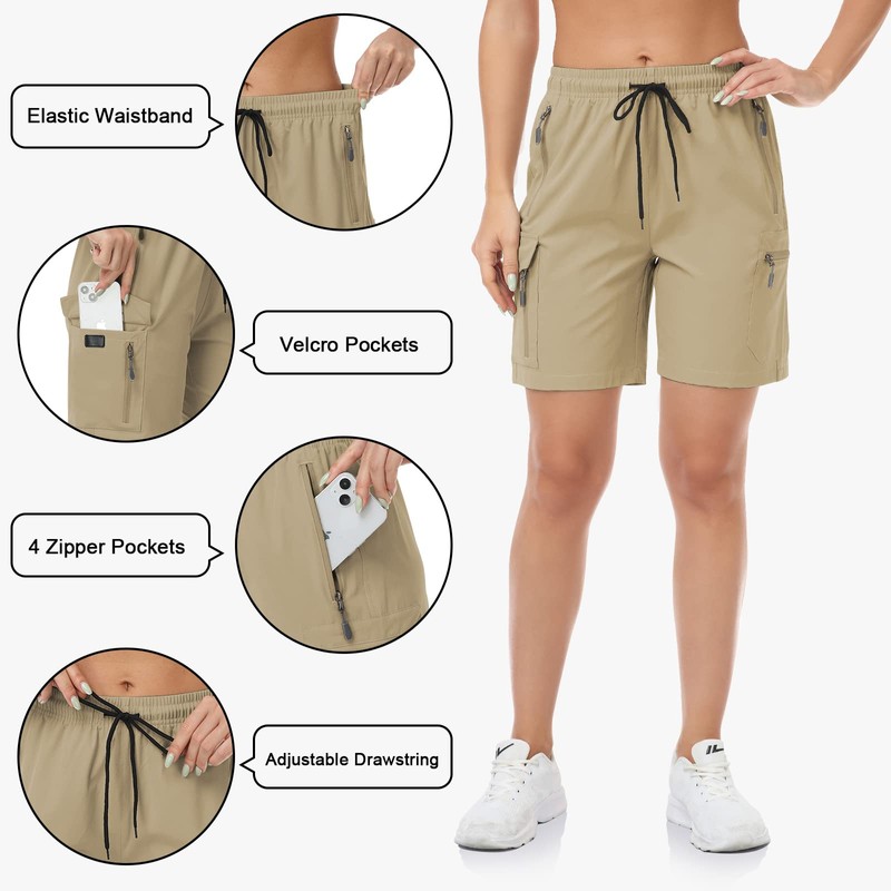 GymBrave Women's Quick Dry Lightweight Cargo Shorts for Outdoor Athletic