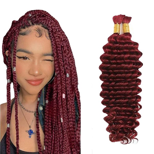 Evaxilc Deep Wave Human Hair for Braiding, Unprocessed, No Weft