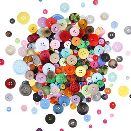 Greentime Buttons for Craft,250~300Pcs Mixed Colors Round 2 and 4 Holes Resin Buttons for Hand-Painted Sewing DIY Crafts, Easter Egg Fillers Decorative