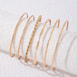 Zeshimb Gold Tone Cuff Bangle Bracelet Set Multi Open Wrap Bangles Stacking Thin Cuff Bangles Indian Bollywood Open Cuff Bangles Adjustable Ethnic Glossy Textured Bracelets Jewelry for Women