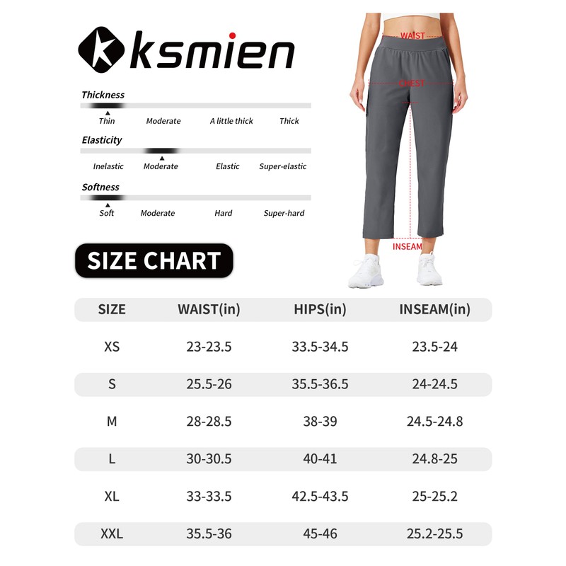 Ksmien Women's Golf Pants Lightweight High Waisted 7/8 Ankle Pant