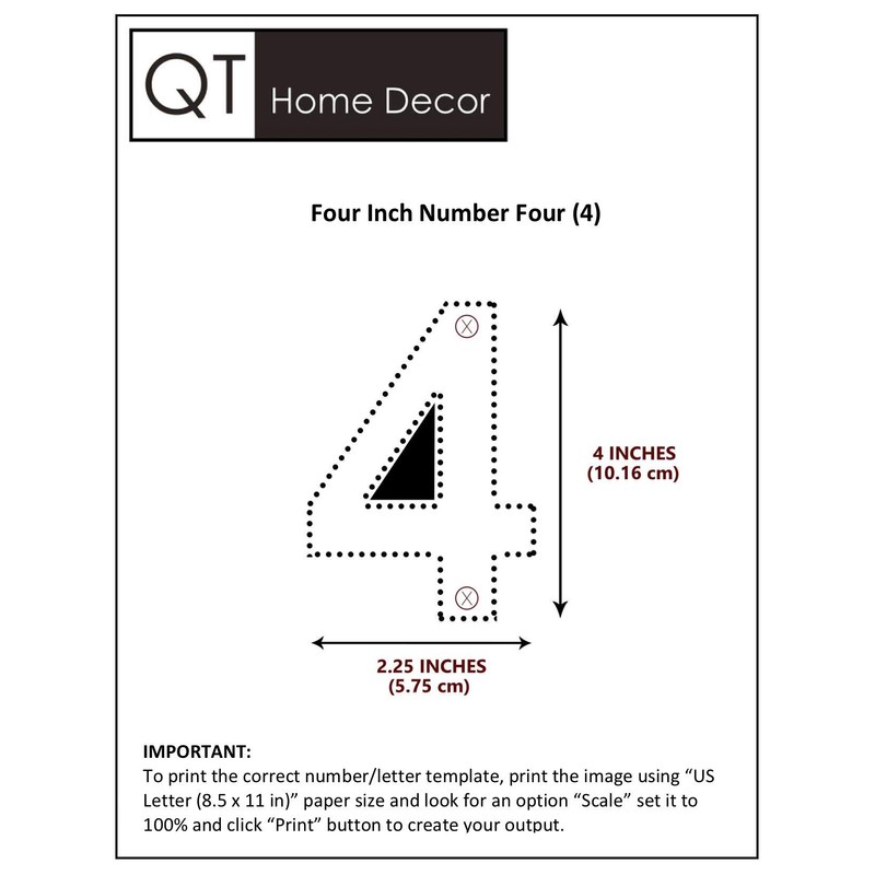 QT Modern House Number - SMALL 4 Inch BLACK -