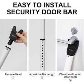 HonesaLoc 2-in-1 Door Security Bar & Sliding Patio（2pcs） Door Stopper Security Jammer Bar Child Proof Adjustable Constructed of High Grade Iron Window Doors Security Bars, White