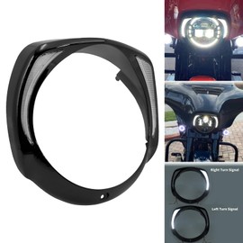 Headlight Trim Ring Motorcycle 7" Headlamp Visor Style Decoration Compatible with Harley Touring 2014-2021 Vivid Black