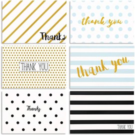 Juvale 48 Pack Blank Thank You Cards with Envelopes, 4x6 Notecards for Birthday, Wedding, Graduation - 6 Designs Baby Shower Thank You Cards