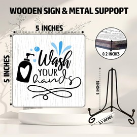 Funny Bathroom Signs, Wash Your Hands Sign with Stand, Cute Bathroom Decor, Inspirational Gifts for Women Men, Family Friends Colleagues, Funny Wooden Signs for Bathroom Toilet Decor-C14