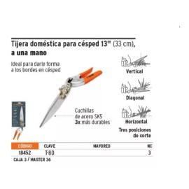 Truper Tijera Para Podar Pasto T-80 3 Posiciones De Corte Truper