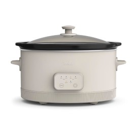 bella 6.0 Qt Programmable Slow Cooker, Ceramic Nonstick Coating, Adjustable Temperature & Cooking Times, Dishwasher Safe Stoneware Pot & Tempered Glass Lid, Tangle Free Cord Wrap, Oatmilk