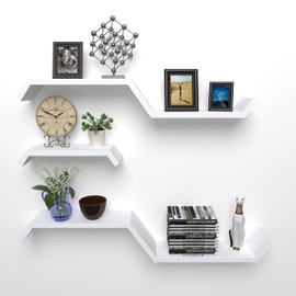 lkjjcfwm White Floating Shelves for Wall Shelf for Bedroom, Repisas Flotantes De Pared, Kitchen Shelves Wall Mounted Shelving Wall Mounted, for Bathroom, Bedroom, Living Room, Kitchen, Office (White)